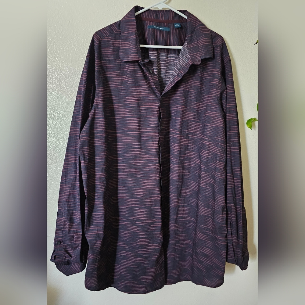 PERRY ELLIS  Mens Casual Long Sleeve Stripped Long Sleeve Shirt 3XLT